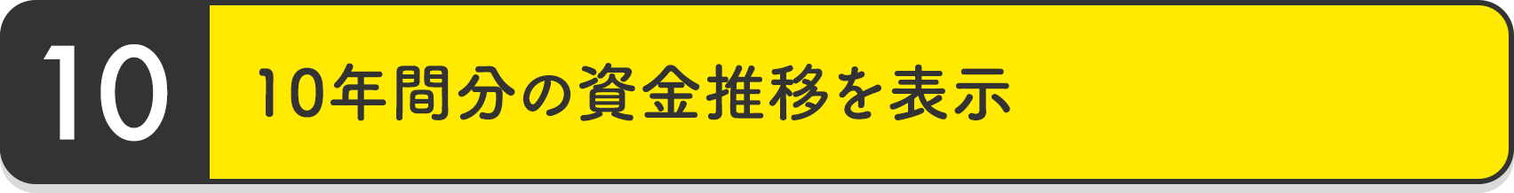 10年間分の資金推移を表示